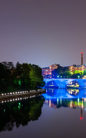 Turin, Italy, River Night, Building HD phone wallpaper
