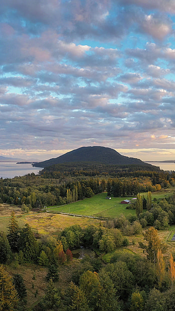 Aerial view, Lummi Island, Puget Sound, Whatcom County HD phone wallpaper