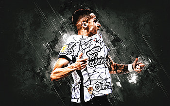 Gabriel Pereira, Corinthians, Brazilian footballer, portrait, gray stone background, Serie A, football, grunge art HD wallpaper