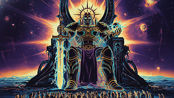 Celestial God‑Emperor — Throne, God Emperor, King, Armor, Sword HD wallpaper