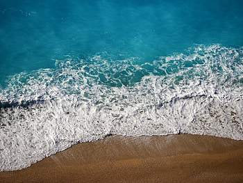 Nature, Sea, Waves, Sand, View From Above HD wallpaper