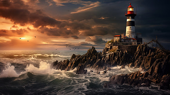 Majestic Lighthouse AI Art, AI Art, man made, lighthouse HD wallpaper