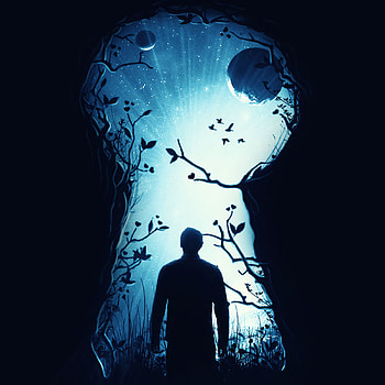 Fantasy, Art, Dark, Silhouette, Keyhole HD phone wallpaper