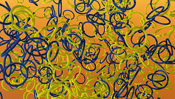 Render, abstract, yellow-blue rings, circles HD wallpaper