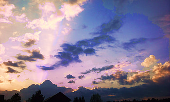 Colorful sky, blue, white, black, clouds, sky, nature, sun, sunset HD wallpaper