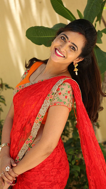 Lasya Manjunath, telugu actress, saree lover HD phone wallpaper