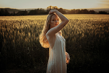 Girl In White Dress Basks In The Warm Of Rays, girls, white-dress, model HD wallpaper
