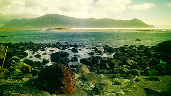 End of the road, new zealand, rock, beach, mountain HD wallpaper