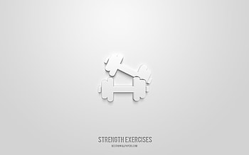 strength exercises 3d icon, white background, 3d symbols, strength exercises, sport icons, 3d icons, strength exercises sign, sport 3d icons HD wallpaper