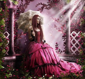 Magic Light, magic, abstract, fantasy, light, garden, girl, beauty HD wallpaper