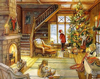 Decorating The Tree, kids, tree christmas, popcorn strings, house HD wallpaper