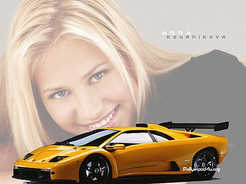 Anna Kournikova, babe, lambo, blonde, yellow HD wallpaper