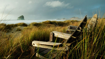 some_time_to_ourselves, blue, relaxing, chair, peaceful, beach, summer, wet, clouds, nature, sky, water HD wallpaper