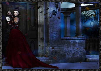 Hiding, night, gothic, mask, woman HD wallpaper