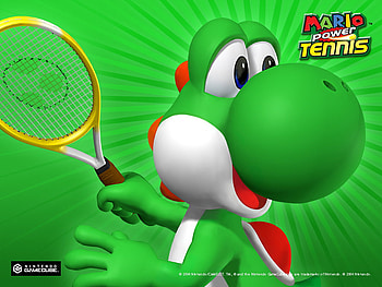 mario power tennis-yoshi, yoshi, green, nintendo, tennis, gamecube HD wallpaper