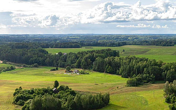 Fields of Latvia, aerial, fields, Latvia, panorama HD wallpaper