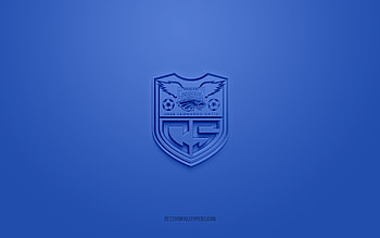 FC Carlos Stein, creative 3D logo, blue background, Peruvian Primera Division, 3d emblem, Peruvian football club, Lambayeque, Peru, 3d art, Liga 1, football, FC Carlos Stein 3d logo HD wallpaper