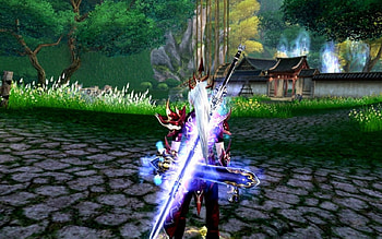 Fantasy warrior, sword, woman, house, warrior HD wallpaper