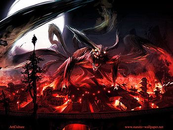 nine tail fox, naruto, anime HD wallpaper