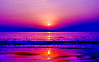 BEAUTIFUL PINK HORIZON, colorful, pink horizon, beautiful sky, pink colors, landscape, paradise, reflections, waves, clouds, nature, shades, splendor, sun, evening, sunset HD wallpaper