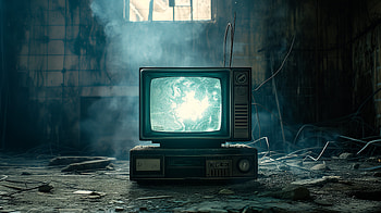Vintage TV in Abandoned Room, TV, vintage TV, smoke HD wallpaper