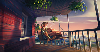 Girl Drinking Coffee In The Morning, artist, artwork, digital-art, coffee, artstation HD wallpaper