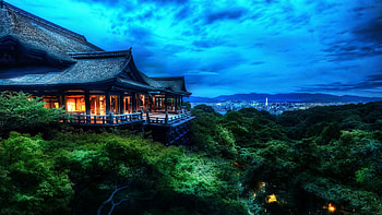 Kyoto Night, Illuminated Streets, Tranquil Atmosphere, Nighttime Bliss HD wallpaper