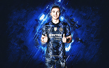 Robin Gosens, Internazionale, German football player, Inter Milan, Gosens Internationale, blue stone background, Serie A, Italy, football HD wallpaper
