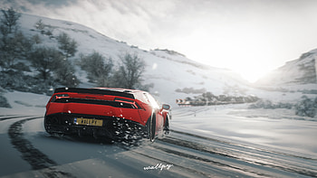 Lamborghini Huracan Drift In Snow Forza Horizon 4, lamborghini-huracan, lamborghini, cars, forza-horizon-4, games HD wallpaper