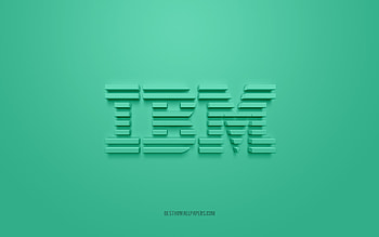 IBM 3d logo, turquoise background, IBM emblem, IBM turquoise logo, IBM, brands, IBM logo HD wallpaper