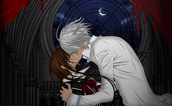 Vampire Knight, white, knight, vampire, anime, zero, kiss, male, friends, female HD wallpaper