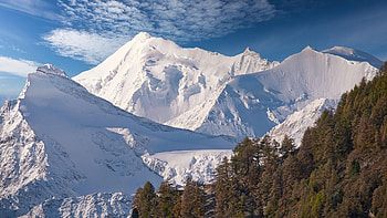 Beautiful Switzerland, snow, clouds, trees, sky, alps HD wallpaper