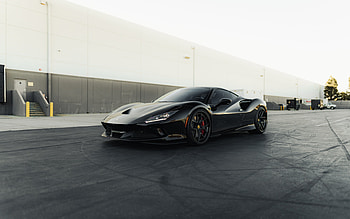 Ferrari F8 Tributo, front view, exterior, black supercar, black F8 Tributo, italian sports cars, Ferrari HD wallpaper