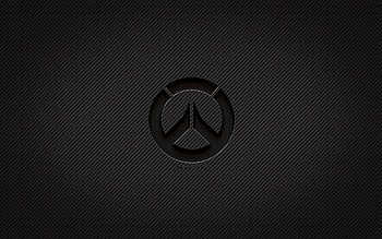 Overwatch carbon logo, , grunge art, carbon background, creative, Overwatch black logo, online games, Overwatch logo, Overwatch HD wallpaper