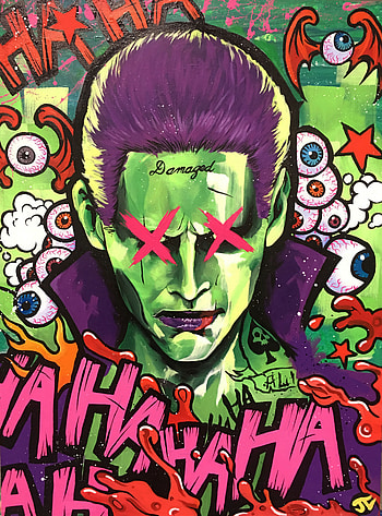 Joker Damaged Painting, joker, supervillain, painting HD phone wallpaper