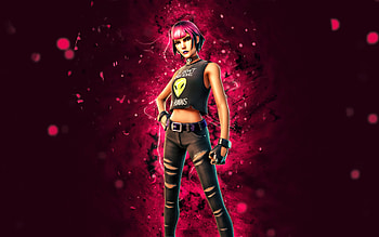 Sunny, , purple neon lights, Fortnite Battle Royale, Fortnite characters, Sunny Skin, Fortnite, Sunny Fortnite HD wallpaper