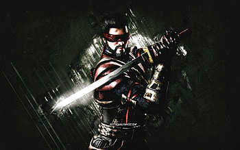 Kenshi, Mortal Kombat Mobile, Kenshi MK Mobile, Mortal Kombat, green stone background, Mortal Kombat Mobile characters, grunge art, Kenshi Mortal Kombat HD wallpaper
