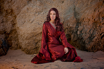 Meg Turney, redhead, model, rocks, dress HD wallpaper
