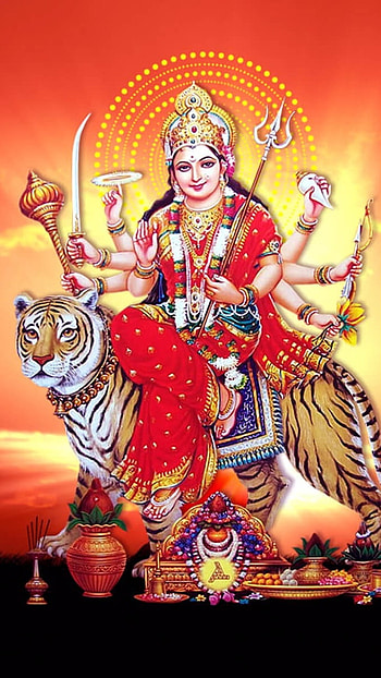 Durga Devi, Colorful Background HD phone wallpaper