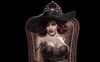 Lady Dimitrescu, fun, fantasy, funart, girl, vampire, hat HD wallpaper