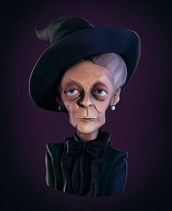 Professor McGonagall movie, Artistic portrayal, Harry Potter portrait, Stefan William artwork HD phone wallpaper