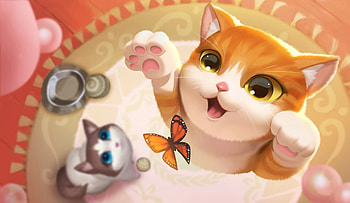 Chasing butterflies, fantasy, pisici, zhang ben, butterfly, cat, jump HD wallpaper