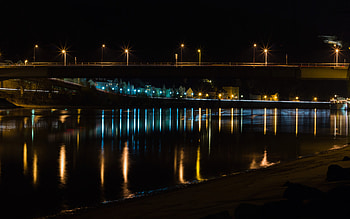 Night on the River, river, night, reflection, lights HD wallpaper