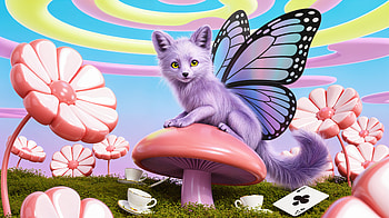 Magical Butterfly Fox in Enchanted Fantasy Garden, magical creature, Fantasy Animal HD wallpaper