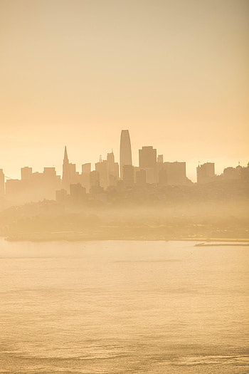 Cities, City, Building, Coast, Fog, Silhouettes HD phone wallpaper