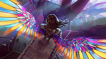Colorful wings, fantasy, angel HD wallpaper