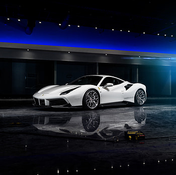 White, Vossen Javs Ferrari 488, sports car HD wallpaper