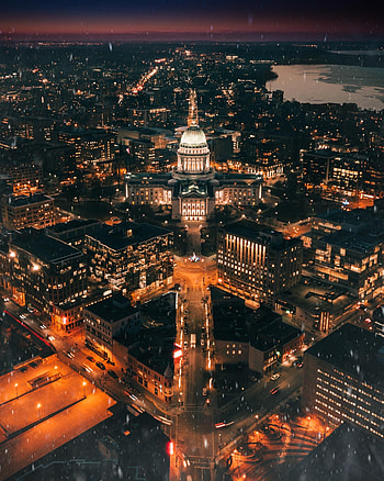 Snowy Madison skyline, UW Madison, Madison winter view, Madison 1350x1080 HD phone wallpaper
