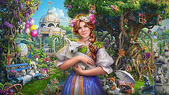 Easter Beauty, art, , beautiful, girl, woman, digital, fantasy, easter, lamb HD wallpaper