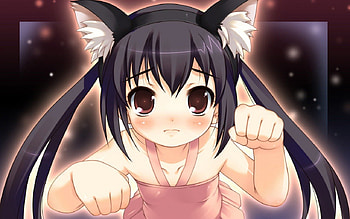 Ultra cute neko girl, pink dress, girl, Cat ears, anime HD wallpaper